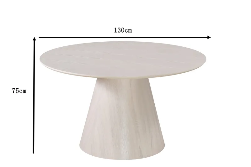 Siena Pyöreä Ruokapöytä 130 cm - Valkopesu - Huonekalut - Pöytä & ruokailuryhmä - Ruokapöydät & keittiön pöydät