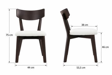 Siena pyöreä ruokaryhmä 150 cm – ruokapöytä ja 6 Amelia ruokatuolia istuintyynyllä puuta, savutammen näköinen - Tummanruskea - Huonekalut - Pöytä & ruokailuryhmä - Ruokailuryhmä