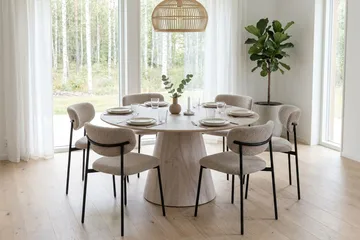Siena pyöreä ruokapöytä 130 cm, viilu - Valkokuultokäsitelty tammi - Huonekalut - Pöytä & ruokailuryhmä - Ruokapöydät & keittiön pöydät