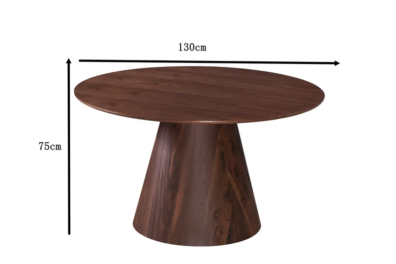 Siena Pyöreä Ruokapöytä 130 cm - Pähkinä - Huonekalut - Pöytä & ruokailuryhmä - Ruokapöydät & keittiön pöydät