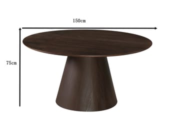 Siena pyöreä ruokaryhmä 150 cm – ruokapöytä ja 6 Amelia ruokatuolia istuintyynyllä puuta, savutammen näköinen - Tummanruskea - Huonekalut - Pöytä & ruokailuryhmä - Ruokailuryhmä