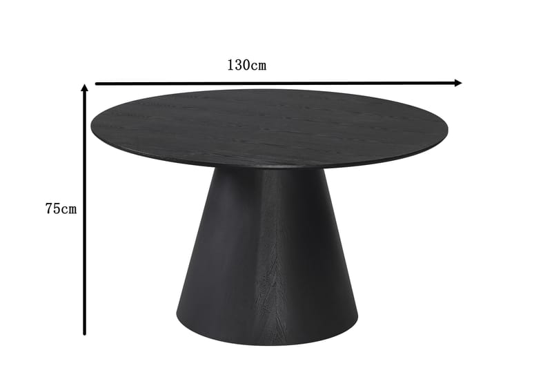 Siena Pyöreä Ruokapöytä 130 cm - Musta - Huonekalut - Pöytä & ruokailuryhmä - Ruokapöydät & keittiön pöydät