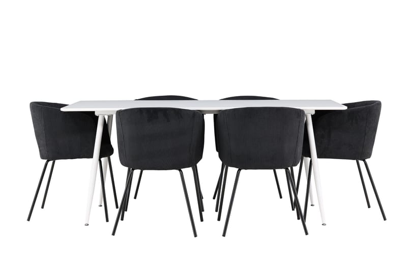 Silar Ruokailuryhmä 180 cm Suorakulmainen jossa 6 Berit tuolia - Valkoinen/Musta - Huonekalut - Pöytä & ruokailuryhmä - Ruokailuryhmä