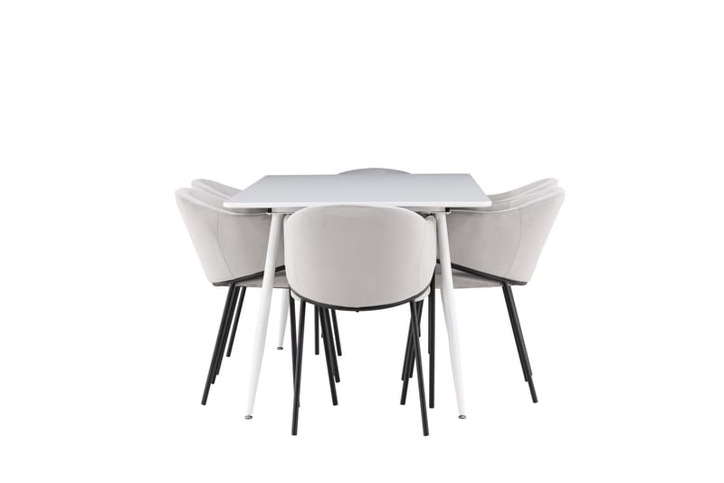 Silar Ruokailuryhmä 180 cm Suorakulmainen jossa 6 Evelina tuolia - Valkoinen/Harmaa - Huonekalut - Pöytä & ruokailuryhmä - Ruokailuryhmä