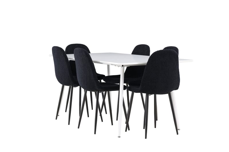 Silar Ruokailuryhmä 180 cm Suorakulmainen jossa 6 Polar tuolia, Valkoinen/Musta