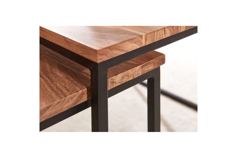 Sisaruspöytä Wohnling 2 kpl Massiivipuuta Neliömetallijaloilla Moderni - Huonekalut - Pöytä & ruokailuryhmä - Sohvapöytä
