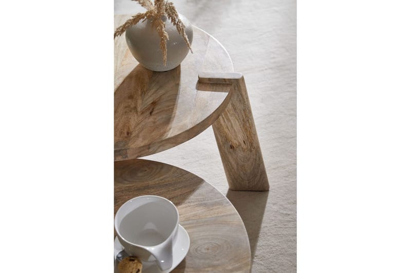 Sisaruspöytä Wohnling 2 kpl Pyöreää Massiivipuuta Massiivisilla Jaloilla Maalaistalo - Huonekalut - Pöytä & ruokailuryhmä - Sohvapöytä
