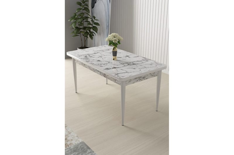Sivaji Ruokapöytä 110 cm Suorakulmainen - Valkoinen Marmori/Valkoinen - Huonekalut - Pöytä & ruokailuryhmä - Ruokapöydät & keittiön pöydät