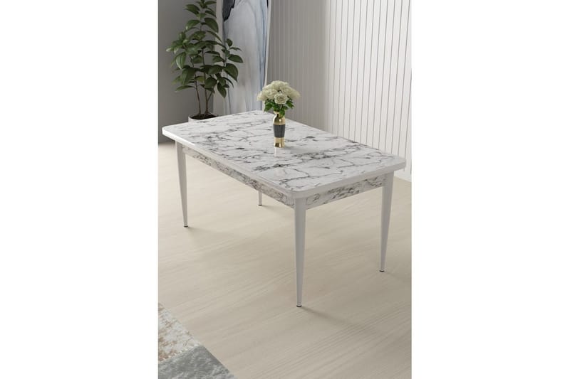 Sivaji Ruokapöytä 110 cm Suorakulmainen - Valkoinen Marmori/Valkoinen - Huonekalut - Pöytä & ruokailuryhmä - Ruokapöydät & keittiön pöydät