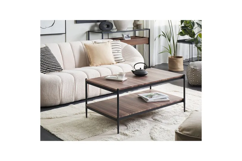 Soffbord Beliani Avoca Dark wood||Black - Huonekalut - Pöytä & ruokailuryhmä - Sohvapöytä