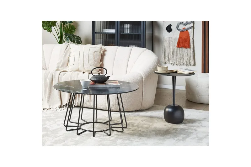 Soffbord Beliani Bernie Svart/Vit Black||White - Huonekalut - Pöytä & ruokailuryhmä - Sohvapöytä