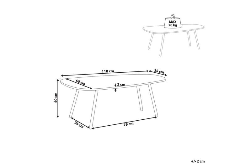 Soffbord Beliani Biddle White||Black - Huonekalut - Pöytä & ruokailuryhmä - Sohvapöytä