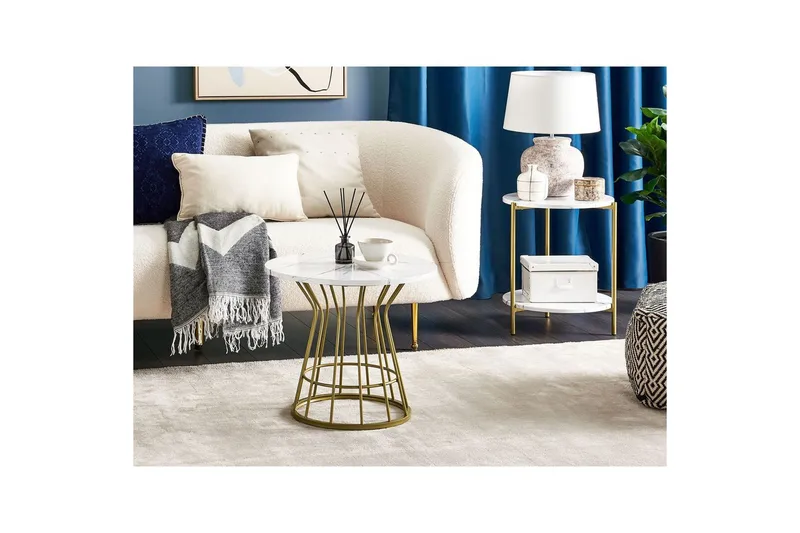 Soffbord Beliani Concan White||GOLD - Huonekalut - Pöytä & ruokailuryhmä - Sohvapöytä