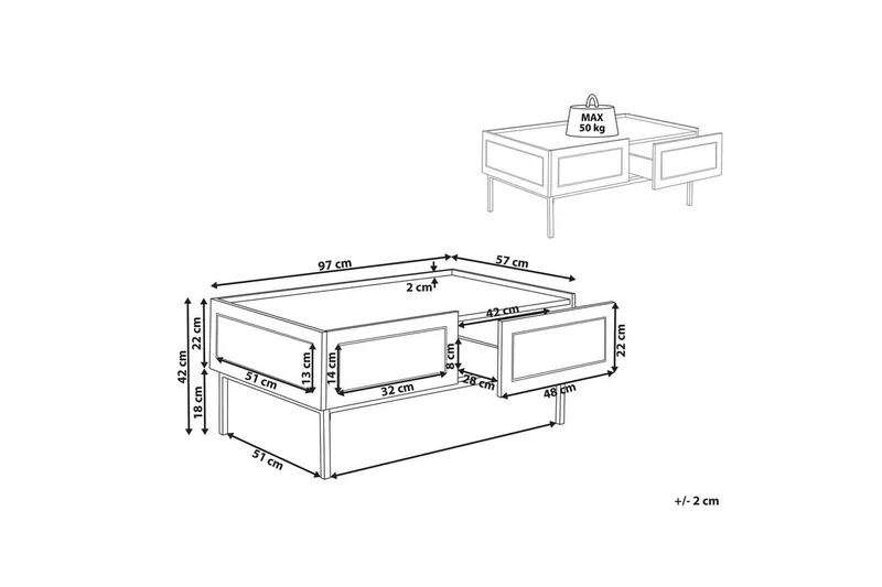 Soffbord Beliani Cullen Black||Light wood - Huonekalut - Pöytä & ruokailuryhmä - Sohvapöytä