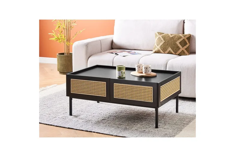 Soffbord Beliani Cullen Black||Light wood - Huonekalut - Pöytä & ruokailuryhmä - Sohvapöytä