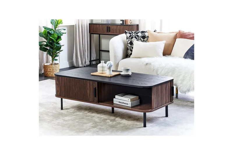 Soffbord Beliani Jose Dark wood||Black - Huonekalut - Pöytä & ruokailuryhmä - Sohvapöytä