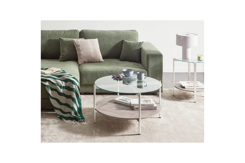 Soffbord Beliani Lovell Guld/ljust trä Silver||Light wood - Huonekalut - Pöytä & ruokailuryhmä - Sohvapöytä