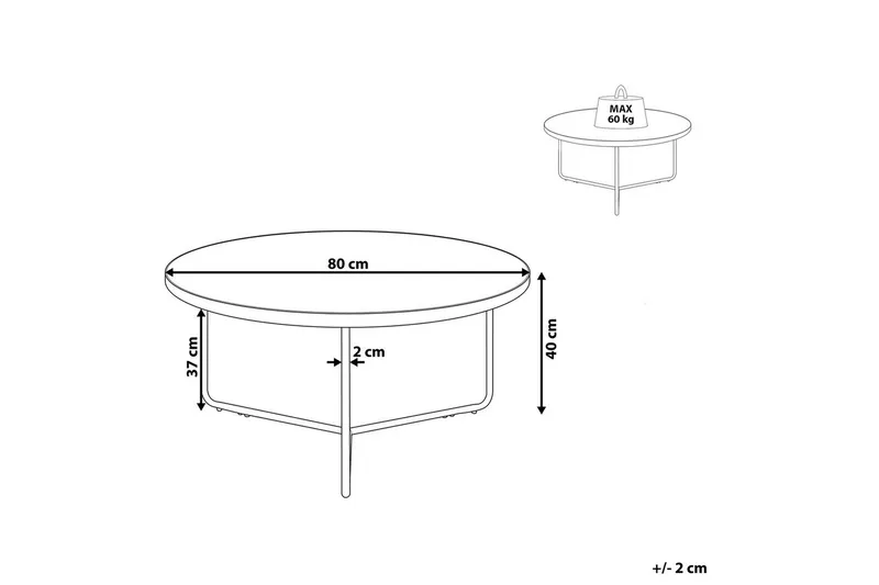 Soffbord Beliani Melody 80x80x40 cm Grey||Black - Huonekalut - Pöytä & ruokailuryhmä - Sohvapöytä