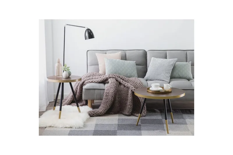 Soffbord Beliani Ramona Mörk trä/guld/svart Dark wood||GOLD||Black - Huonekalut - Pöytä & ruokailuryhmä - Sohvapöytä