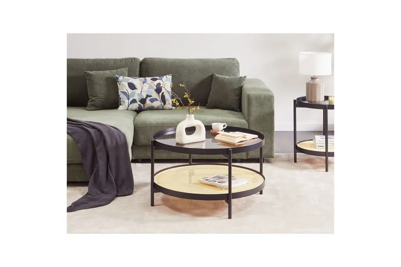 Soffbord Beliani Reno Black||Light wood - Huonekalut - Pöytä & ruokailuryhmä - Sohvapöytä