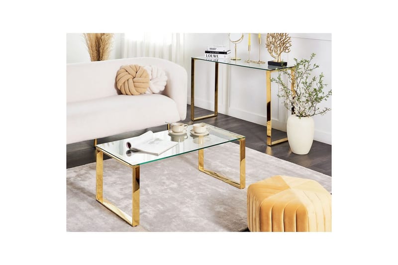 Soffbord Beliani Tilon Guld/transparent GOLD||Transparent - Huonekalut - Pöytä & ruokailuryhmä - Sohvapöytä
