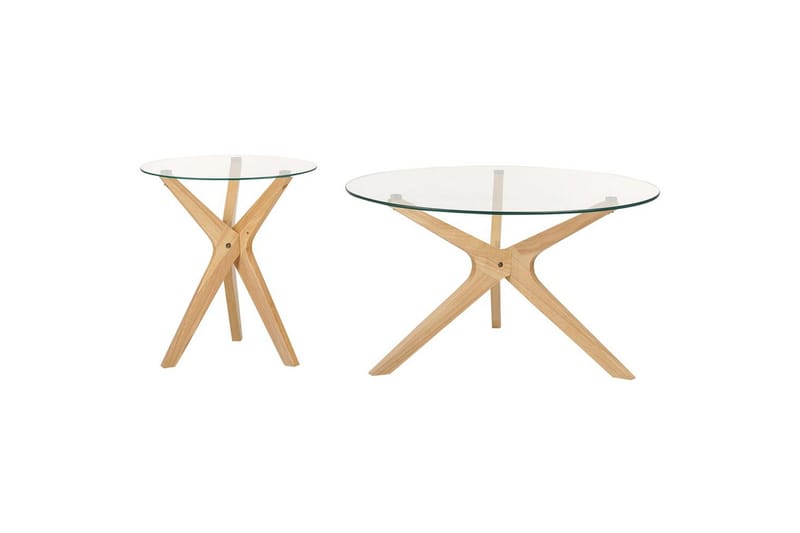 Soffbord Beliani Valley set om 2 Transparent||Light wood, undefined