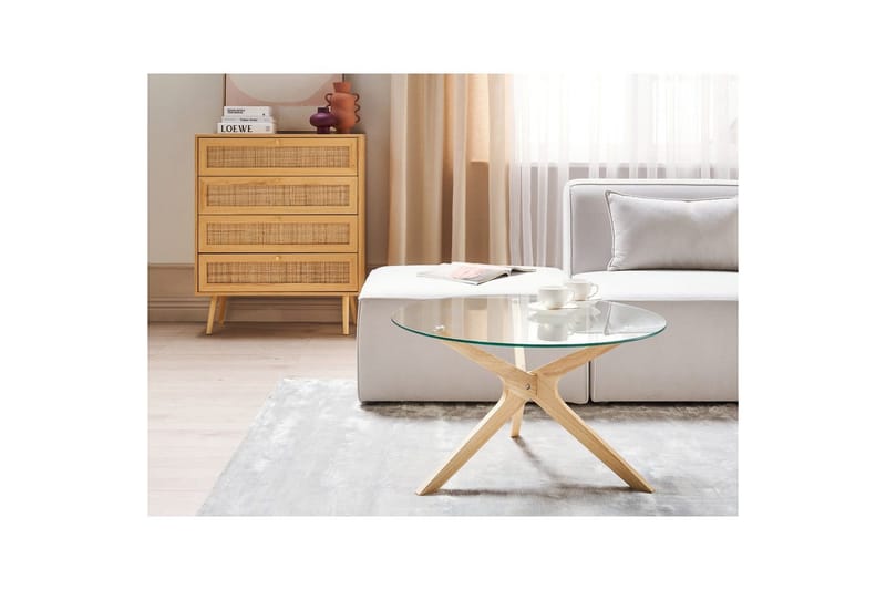 Soffbord Beliani Valley Transparent||Light wood - Huonekalut - Pöytä & ruokailuryhmä - Sohvapöytä