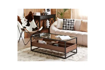 Soffbord Beliani Waco Black||Dark wood - Huonekalut - Pöytä & ruokailuryhmä - Sohvapöytä
