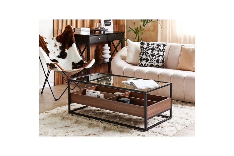 Soffbord Beliani Waco Black||Dark wood - Huonekalut - Pöytä & ruokailuryhmä - Sohvapöytä