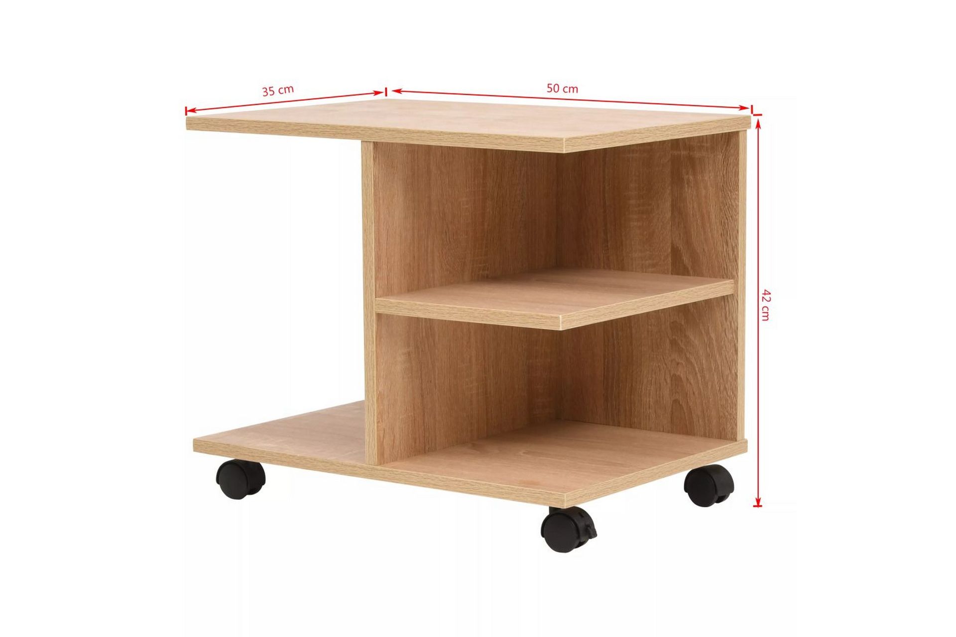 245724 Hylly pyörillä 50x35x42 cm tammi - Ruskea - Huonekalut - Pöytä & ruokailuryhmä - Sohvapöytä