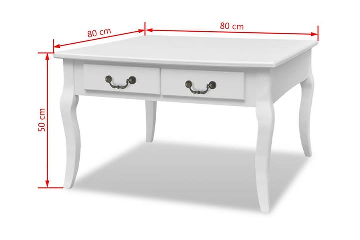 Sohvapöytä 4 vetolaatikolla & kaarevilla jaloilla Valkoinen - Valkoinen - Sohvapöytä