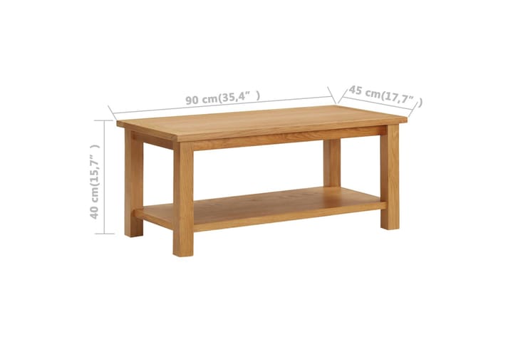 Sohvapöytä 90x45x40 cm täysi tammi - Sohvapöytä