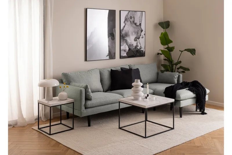 Adisan 60x60 cm neliönmuotoinen sohvapöytä marmoria metallijalustalla - Valkoinen - Huonekalut - Pöytä & ruokailuryhmä - Sohvapöytä