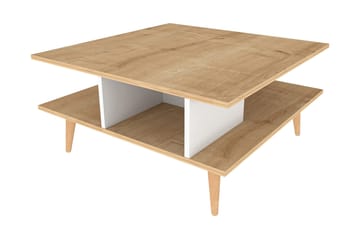 Andifli 89 cm neliömäinen sohvapöytä hyllyillä tammea - Beige - Huonekalut - Pöytä & ruokailuryhmä - Sohvapöytä