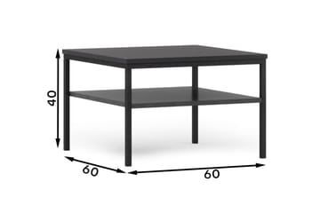 Anjal 60 cm neliönmuotoinen sohvapöytä hyllyllä maalattua puuta - Musta - Huonekalut - Pöytä & ruokailuryhmä - Sohvapöytä