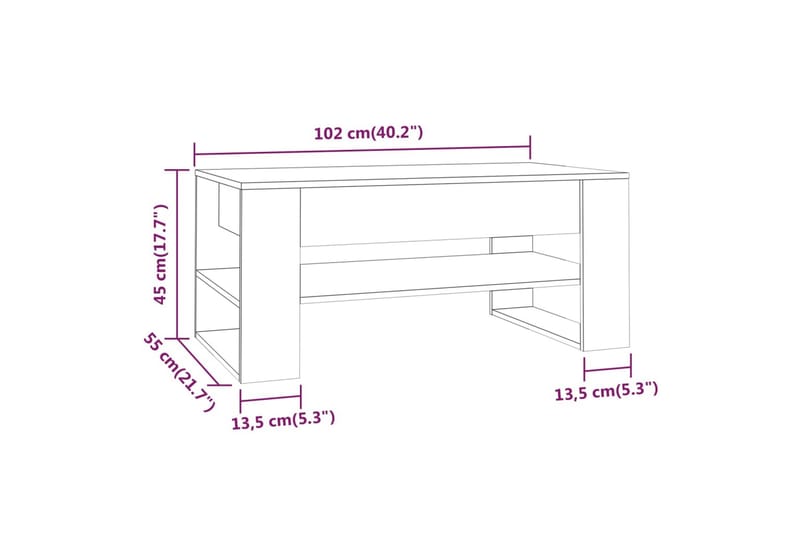 Sohvapöytä betoninharmaa 102x55x45 cm tekninen puu - Harmaa - Sohvapöytä