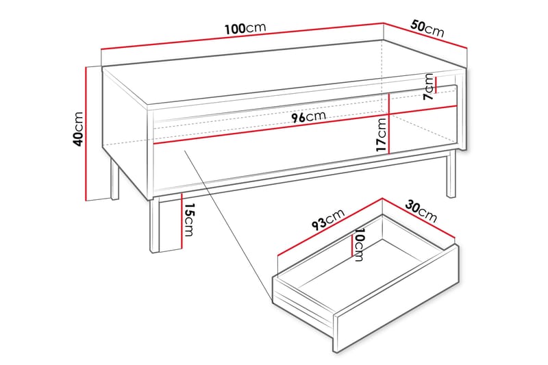 Sohvapöytä Bjurholm 100 cm - Musta - Huonekalut - Pöytä & ruokailuryhmä - Sohvapöytä