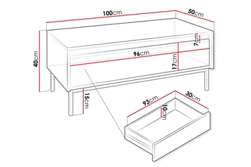 Sohvapöytä Bjurholm 100 cm - Valkoinen - Huonekalut - Pöytä & ruokailuryhmä - Sohvapöytä