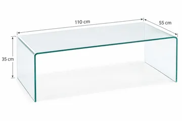 Bonisiolo suorakulmainen lasinen sohvapöytä 110 cm - Läpinäkyvä - Huonekalut - Pöytä & ruokailuryhmä - Sohvapöytä