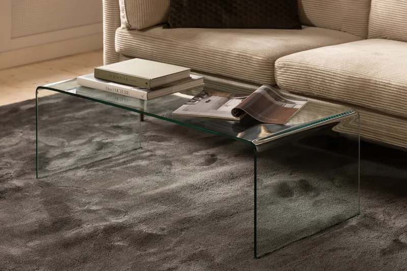 Bonisiolo suorakulmainen sohvapöytä 110x55 cm taivutettua lasia - Läpinäkyvä - Huonekalut - Pöytä & ruokailuryhmä - Sohvapöytä