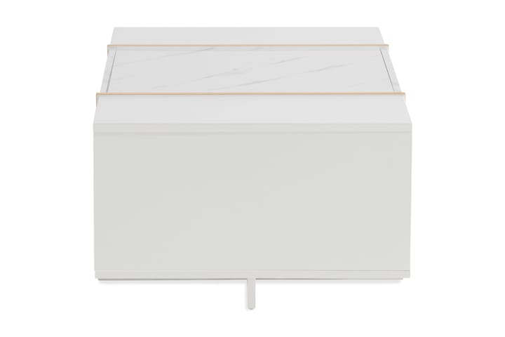 Sohvapöytä Brassington 104 cm Säilytyksellä laatikot+hyllyt - Valkoinen/Kulta - Marmoripöydät - Sohvapöytä