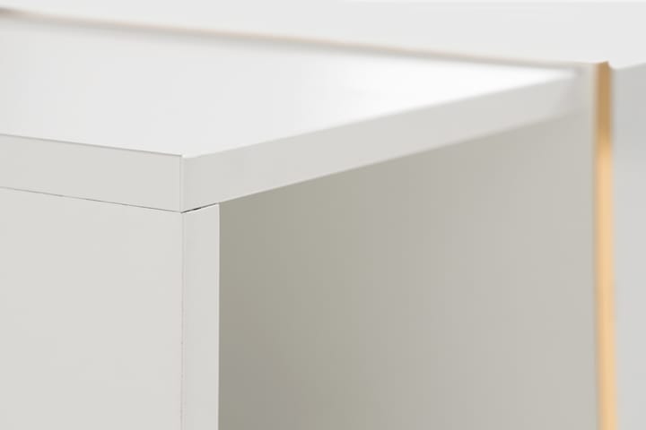 Sohvapöytä Brassington 104 cm Säilytyksellä laatikot+hyllyt - Valkoinen/Kulta - Marmoripöydät - Sohvapöytä