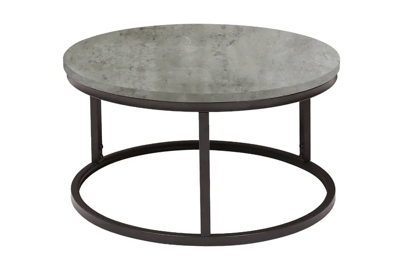 Brite pyöreä sohvapöytä 60x32 cm puuta metallijalustalla, Harmaa