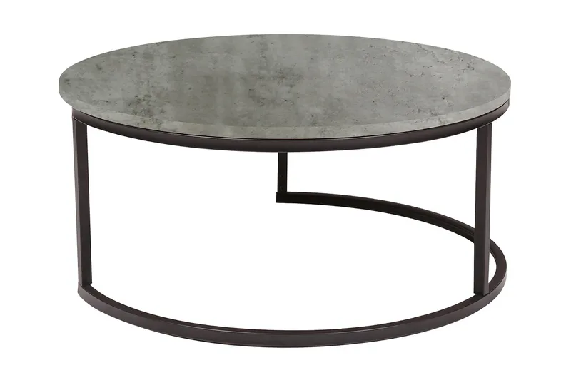 Britu pyöreä sohvapöytä 80x35 cm puuta metallirunko, Harmaa