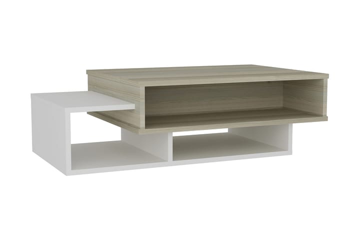 Sohvapöytä Cathi 105 cm Säilytyksellä Hyllyt - Valkoinen/Luonnonväri - Sohvapöytä