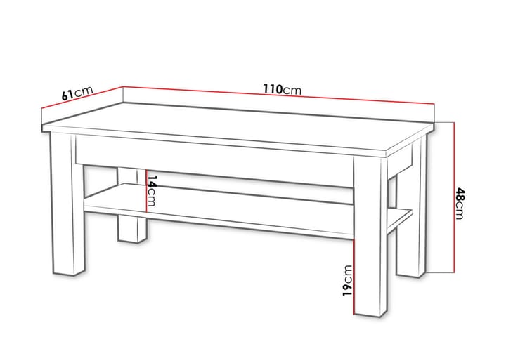 Sohvapöytä Cezac 110 cm Säilytyksellä Hylly - Beige/Harmaa - Sohvapöytä