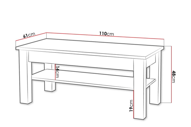 Cezara Soffbord 110 cm med Förvaring Hylla Ek - Huonekalut - Pöytä & ruokailuryhmä - Sohvapöytä