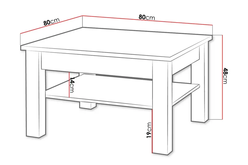 Cezara Soffbord 80 cm med Förvaring Hylla Ek - Huonekalut - Pöytä & ruokailuryhmä - Sohvapöytä