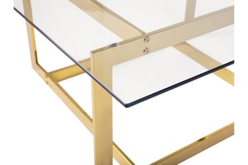 Crystal 80 cm neliönmuotoinen sohvapöytä geometrisellä jalustalla lasia - Kirkas - Huonekalut - Pöytä & ruokailuryhmä - Sohvapöytä