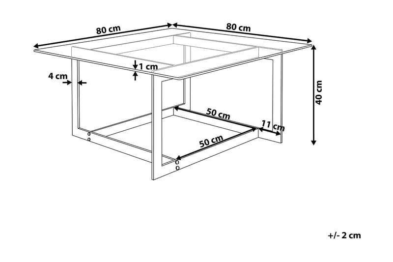 Crystal 80 cm neliönmuotoinen sohvapöytä geometrisellä jalustalla lasia - Kirkas - Huonekalut - Pöytä & ruokailuryhmä - Sohvapöytä